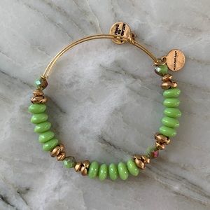 Alex and Ani light green and gold bead bracelet, EC